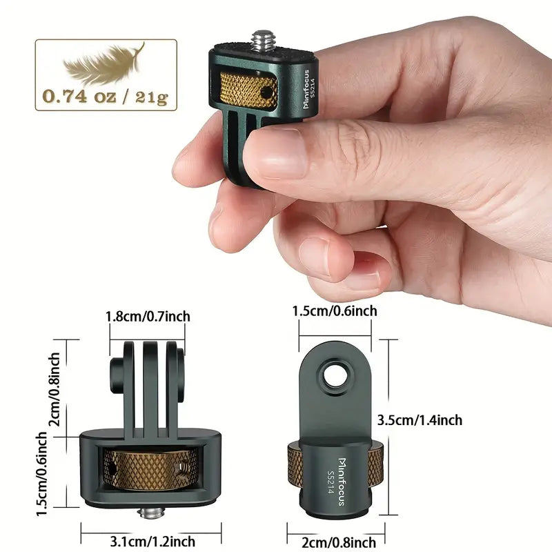 Minifocus Aluminum CNC 1/4"-20 Adapter for Go Pro Hero 12/11/10/9/8, Insta360 X4/X3, DJI Osmo Action 3/4/5, AKASO and More Standard 1/4" Accessories