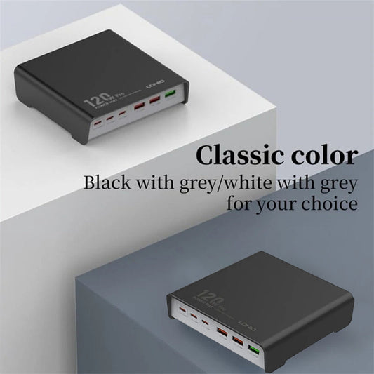 LDNIO Q605 PD 120W Super Fast Desktop Charging 3 USB-C + 3 USB-A Ports Adapter ** COMPATIBLE WITH DJI MAVIC 3, AIR 3/S, MINI 4 PRO**
