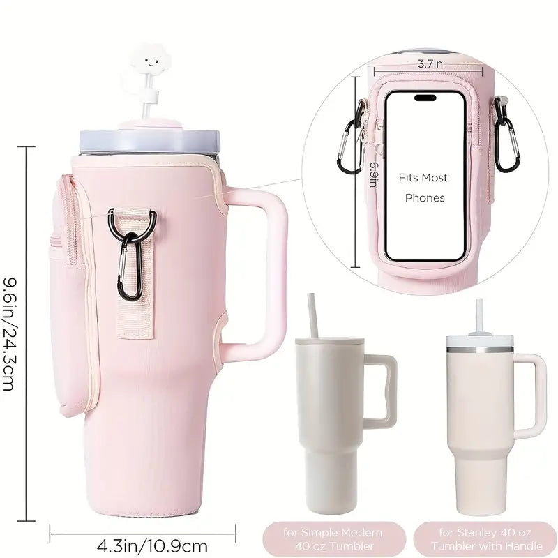 1pc Solid Colour Water Bottle Insulated Sleeve for Lizzard Voyager, Stanley