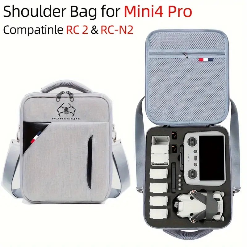 DJI Mini 4 PRO Shoulder Bag Travel Carrying Case Portable Box For Mini 4 Pro RC 2/RC-N2 Controller  **CAN HOLD UP TO 8 BATTERIES **