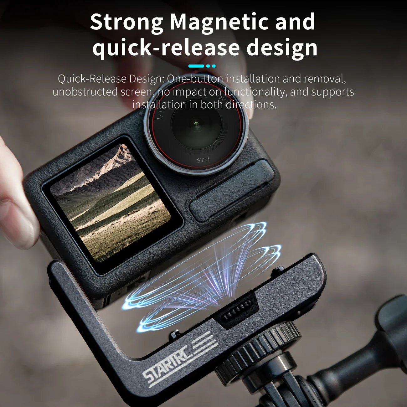 Action 5 /4/3 L-Shaped Magnetic Mount, Vertical-Horizontal Rotation, Quick Release Bracket, Metal Housing **No Battery**