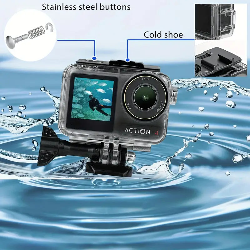 DJI Osmo Action 3/4 Waterproof Case - 45.11meter Deep Dive Protection, Underwater Housing With Bracket Accessories