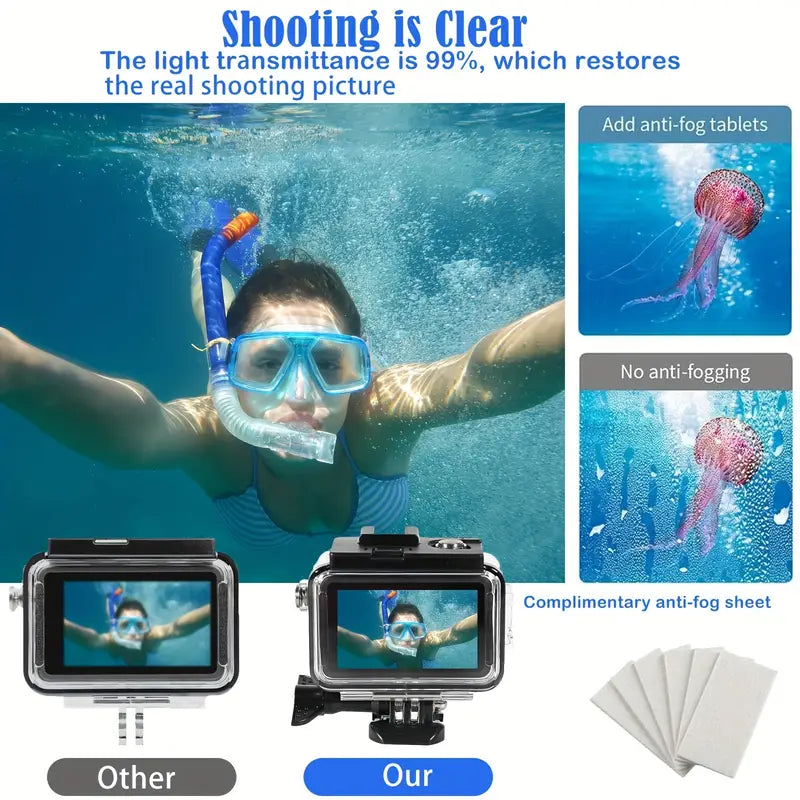 DJI Osmo Action 3/4 Waterproof Case - 45.11meter Deep Dive Protection, Underwater Housing With Bracket Accessories