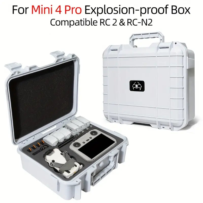 DJI Mini 4 Pro Explosion Proof Box With For DJI Mini 4 Pro Carrying Case For DJI RC-N2 RC 2 ** CAN STORE UP TO 7 BATTERIES**