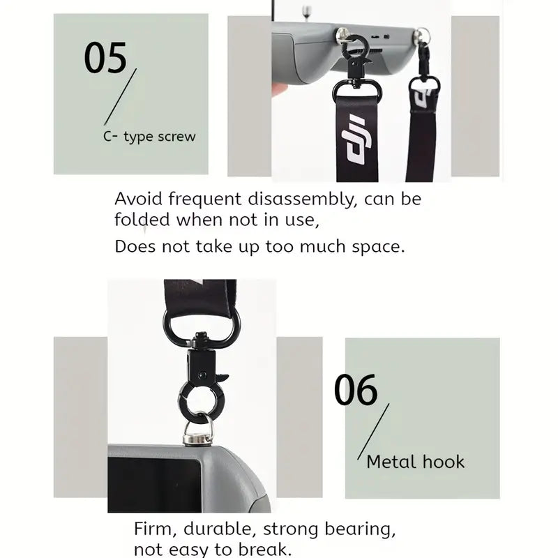 Neck Strap Lanyard with Durable Hook for DJI Drone Remote Controller, Screen-Compatible, Hands-Free Accessory Kit for DJI Mini 3 Pro/Air 3/Mini 4 Pro, Mavic 3