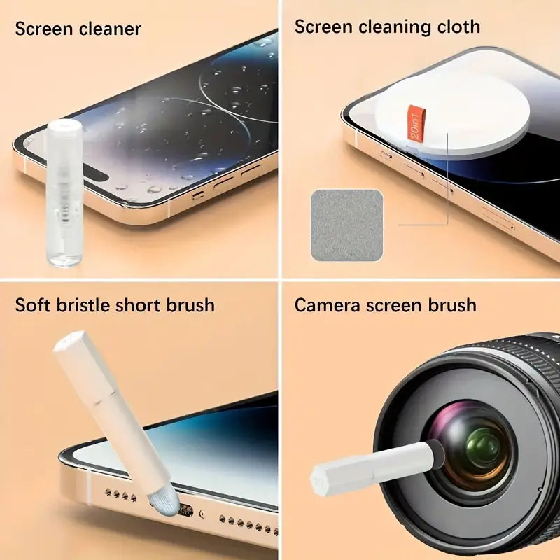 Cleaning Set 20 in 1 Multi-Function Keyboard Cleaner Cleaning Brush Kit Earbuds Cleaning Pen For PC / Laptop / Phone  / Headphones / Camera / Airpods