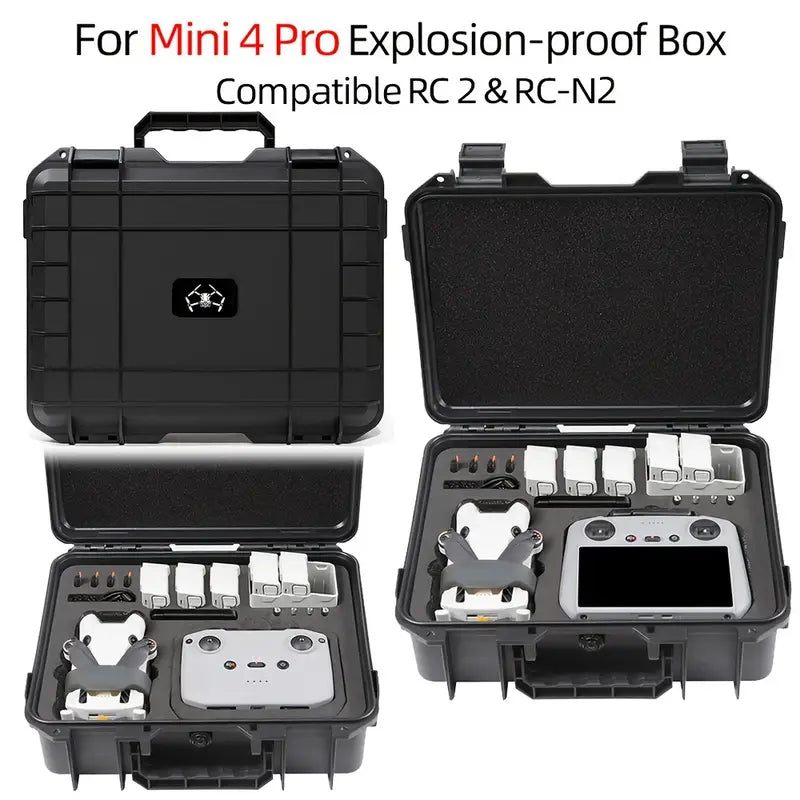 DJI Mini3/Mini3Pro/Mini 4 Pro Explosion Proof Box For DJI RC/RC 2/RC-N2 Remote Control ** Can Store up to 7 Batteries **