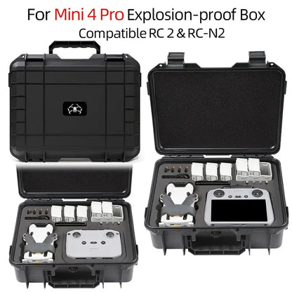 DJI Mini3/Mini3Pro/Mini 4 Pro Explosion Proof Box For DJI RC/RC 2/RC-N2 Remote Control ** Can Store up to 7 Batteries **