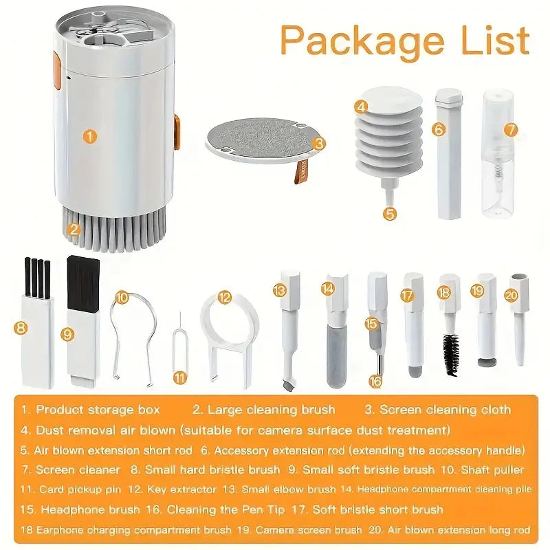 Cleaning Set 20 in 1 Multi-Function Keyboard Cleaner Cleaning Brush Kit Earbuds Cleaning Pen For PC / Laptop / Phone  / Headphones / Camera / Airpods