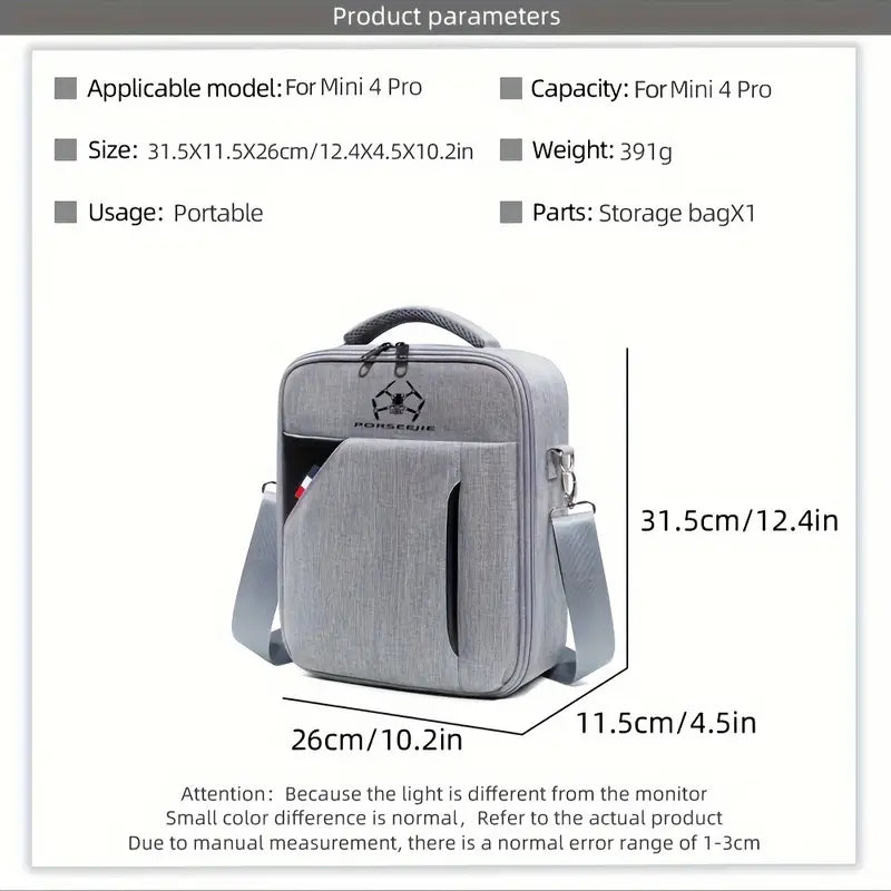 DJI Mini 4 PRO Shoulder Bag Travel Carrying Case Portable Box For Mini 4 Pro RC 2/RC-N2 Controller  **CAN HOLD UP TO 8 BATTERIES **