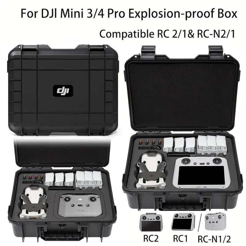 DJI Mini 3 / Mini 3 Pro/ Mini 4 Pro Explosion Proof Box For DJI RC/RC 2/RC-N2 Remote Control ** Can Store up to 7 Batteries **