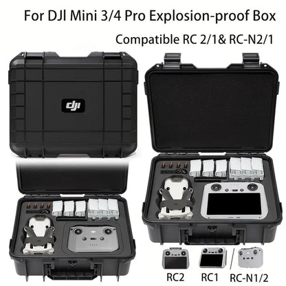 DJI Mini 3 / Mini 3 Pro/ Mini 4 Pro Explosion Proof Box For DJI RC/RC 2/RC-N2 Remote Control ** Can Store up to 7 Batteries **