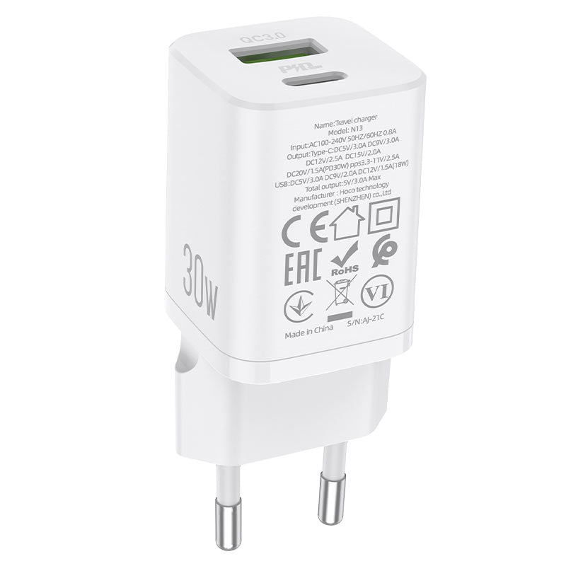 HOCO 30W PREMIUM FAST CHARGER - TYPE C TO TYPE C