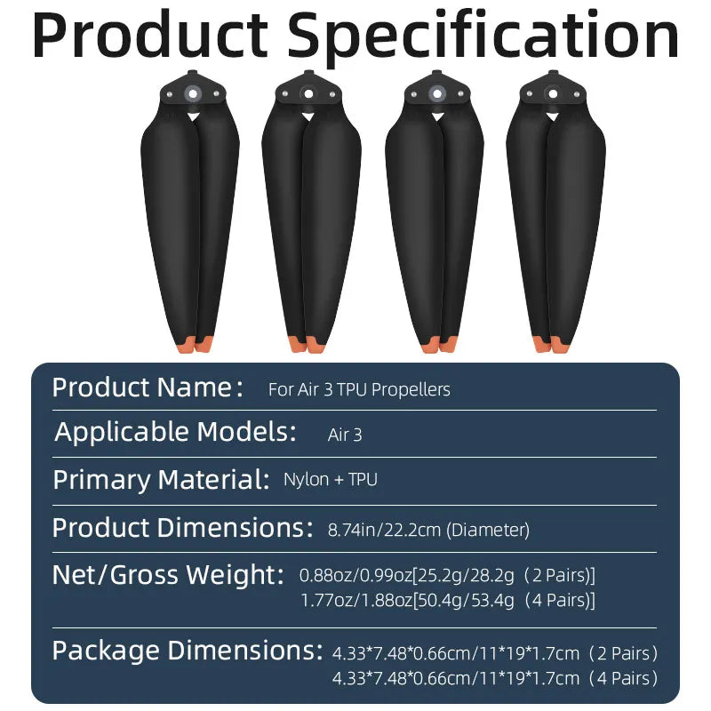 8747F Propeller Props for DJI Air 3 Drone Quick-Release Folding Blade Propellers (Generic) (Full Set)