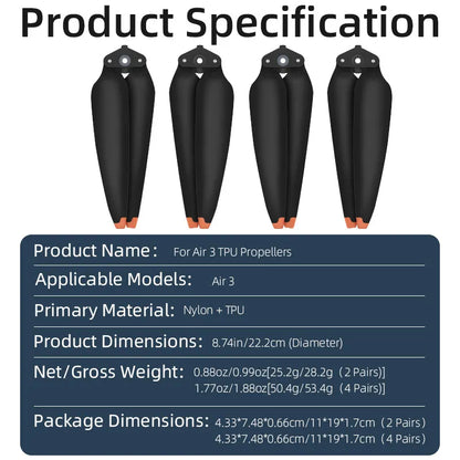 8747F Propeller Props for DJI Air 3 Drone Quick-Release Folding Blade Propellers (Generic) (Full Set)