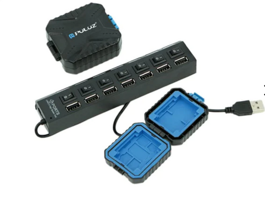The Tech Dad Combo (PULUZ Memory Card Holder & 7 Port Charging Hub)