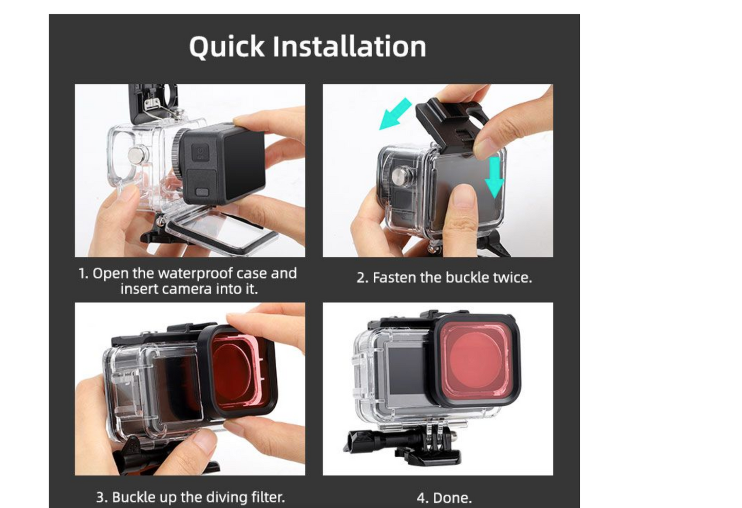 Sunnylife 40m Dive Housing with 3 Filters for DJI Osmo Action 3/4