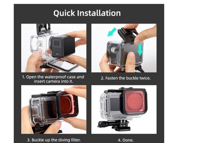 Sunnylife 40m Dive Housing with 3 Filters for DJI Osmo Action 3/4