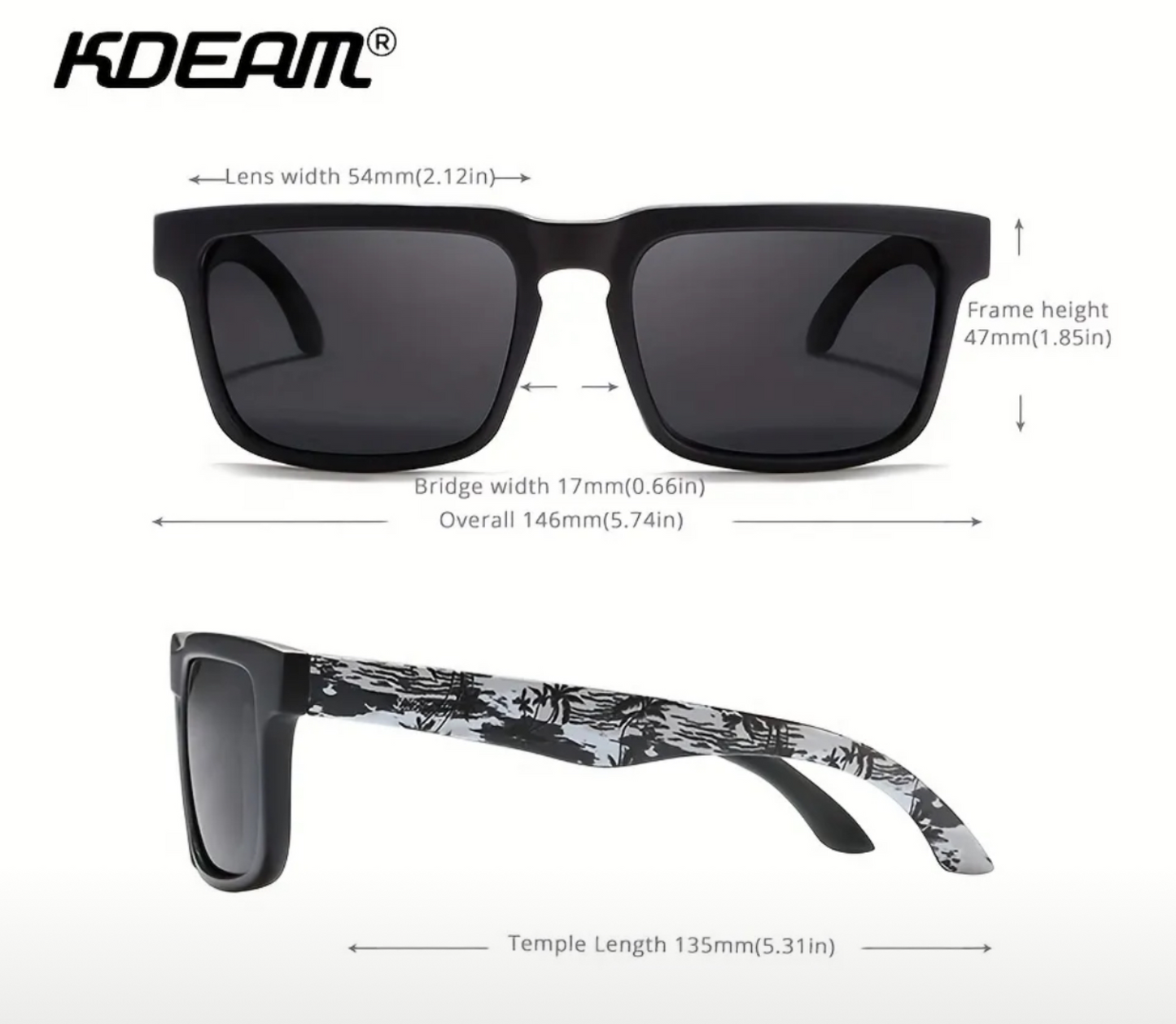 KDEAM UNISEX RETRO SQUARE FRAME WITH CASE