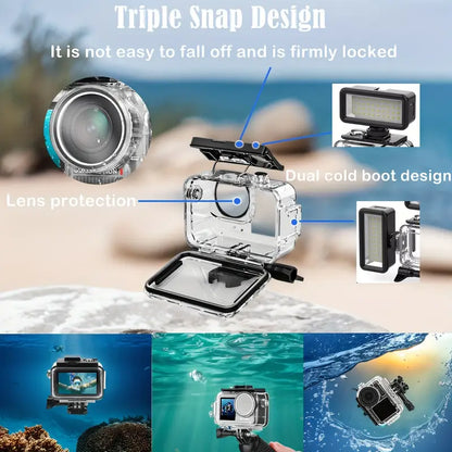 DJI Osmo Action 3/4 Waterproof Case - 45.11meter Deep Dive Protection, Underwater Housing With Bracket Accessories