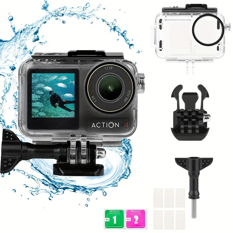 DJI Osmo Action 3/4 Waterproof Case - 45.11meter Deep Dive Protection, Underwater Housing With Bracket Accessories
