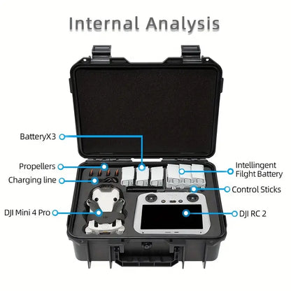 DJI Mini 3 / Mini 3 Pro/ Mini 4 Pro Explosion Proof Box For DJI RC/RC 2/RC-N2 Remote Control ** Can Store up to 7 Batteries **