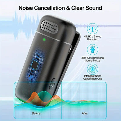 Professional Wireless Lavalier Microphone - Plug And Play Work With IPhone, IPad, Android, Camera, Computer - Perfect For Interviews, Vlogs, Live Streaming