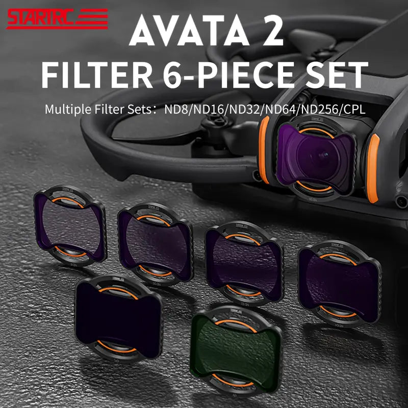 STARTRC Cinema Series Filter Set For DJI Avata 2 - 6K UHD Optical Glass Neutral Density & Polarizer Filters (ND8, ND16, ND32, ND64, ND256, CPL)