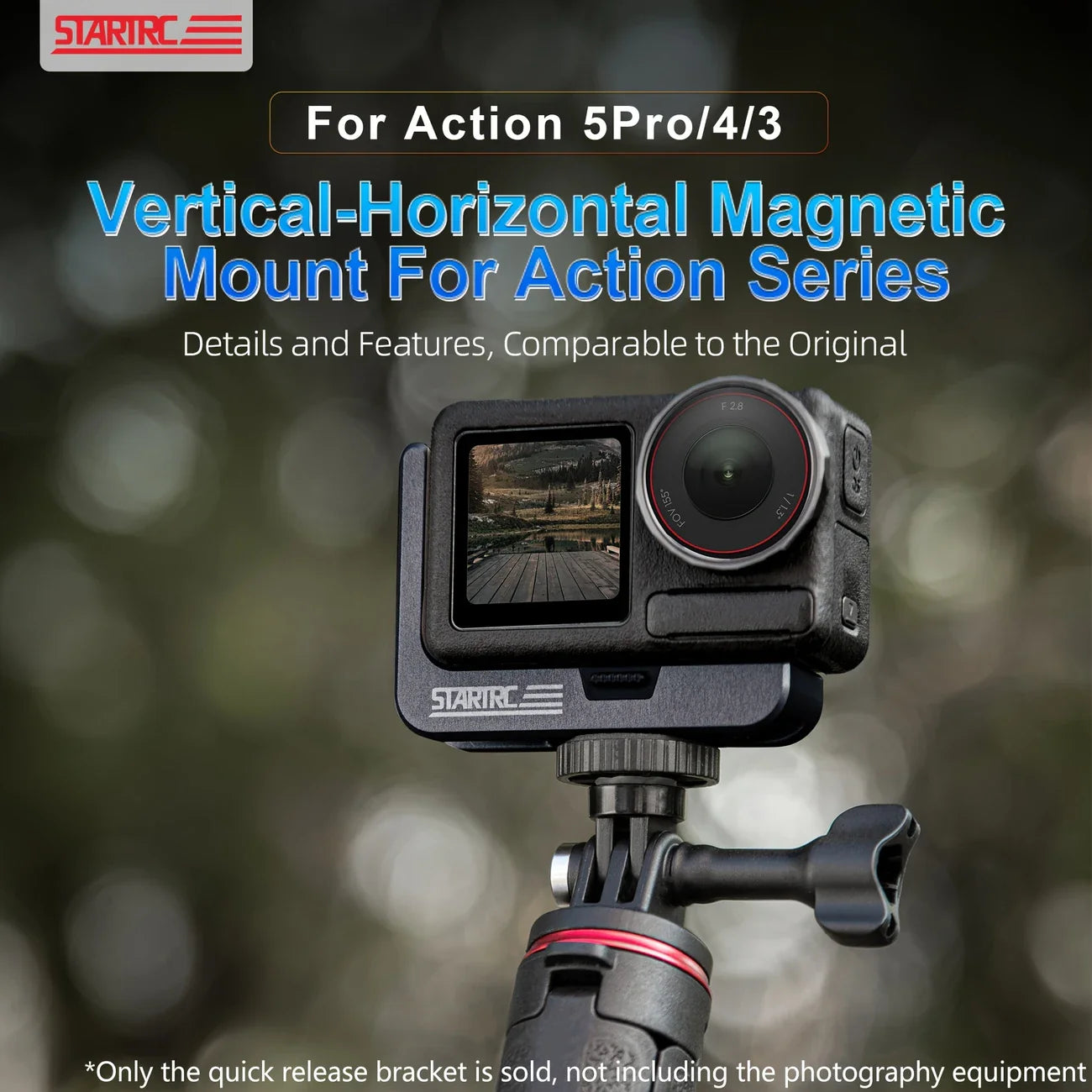 Action 5 /4/3 L-Shaped Magnetic Mount, Vertical-Horizontal Rotation, Quick Release Bracket, Metal Housing **No Battery**