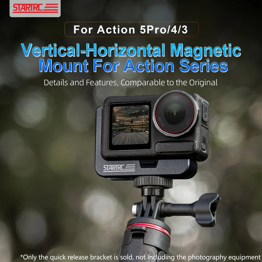 Action 5 /4/3 L-Shaped Magnetic Mount, Vertical-Horizontal Rotation, Quick Release Bracket, Metal Housing **No Battery**